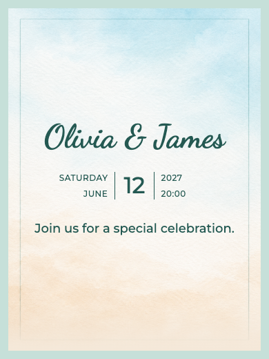 Digital wedding invitation: Beach Breeze