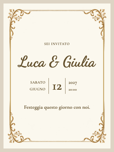 Invito digitale per anniversario di matrimonio: Classico dorato