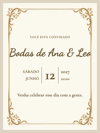 Convite digital de bodas: Clássico Dourado