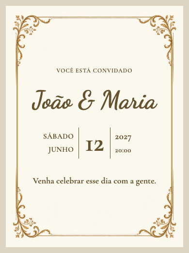 Convite digital de casamento: Clássico Dourado