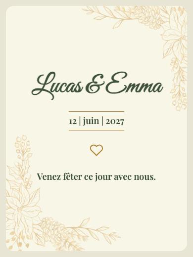 Invitation numérique pour anniversaire de mariage: Fleur dorée