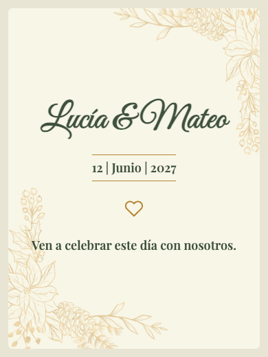 Invitación digital de boda: Flor de Oro