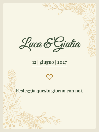 Partecipazione digitale di matrimonio: Fiore dorato