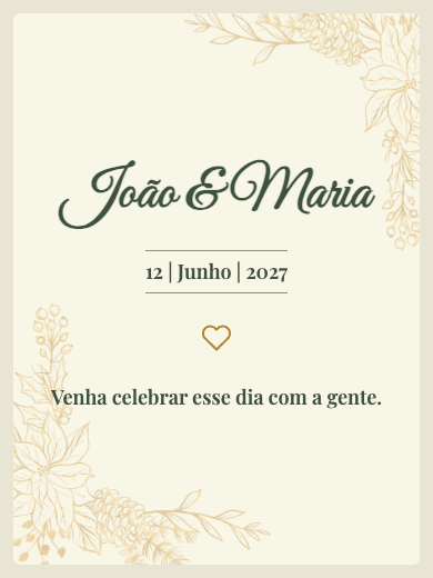 Convite digital de casamento: Flor de Ouro