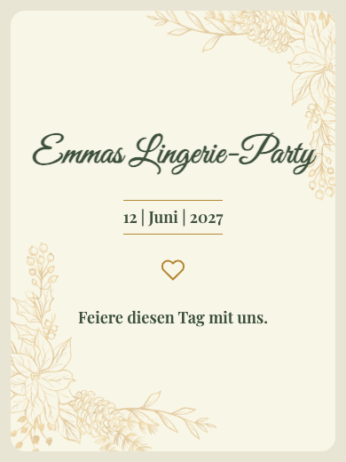 Digitale Einladung: Goldene Blume — Lingerie-Party