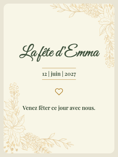 Invitation numérique: Fleur dorée — Fête lingerie