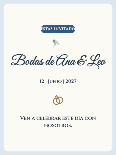 Invitación digital de aniversario de boda: Floral Azul