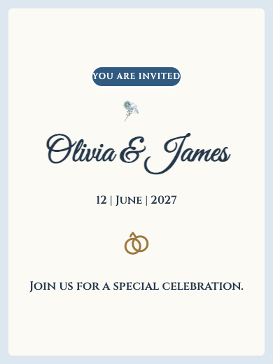 Digital wedding invitation: Blue Floral