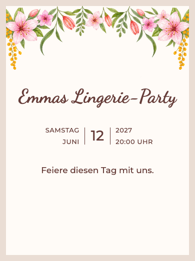 Digitale Einladung: Frühlingsblüten — Lingerie-Party