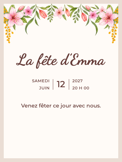 Invitation numérique: Fleurs de printemps — Fête lingerie