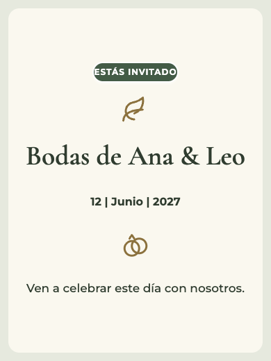 Invitación digital de aniversario de boda: Jardín Oliva