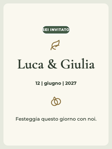 Invito digitale per anniversario di matrimonio: Giardino d’ulivi
