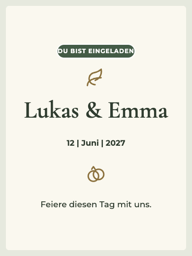Digitale Hochzeitseinladung: Olivengarten