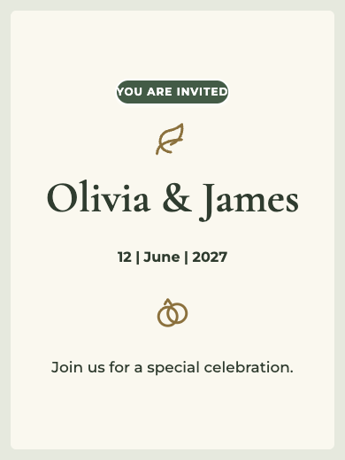 Digital wedding invitation: Olive Garden