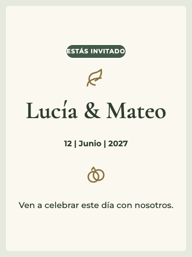 Invitación digital de boda: Jardín Oliva