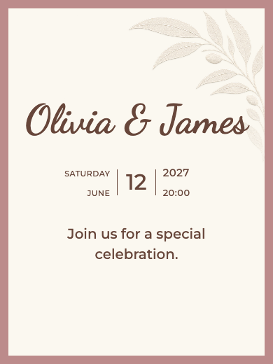 Digital wedding invitation: Linen and Copper