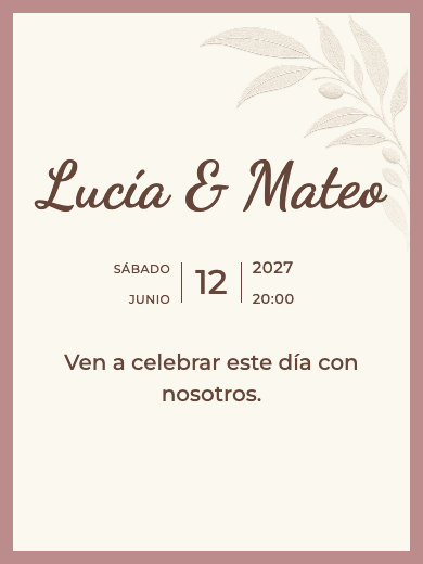 Invitación digital de boda: Lino y Cobre