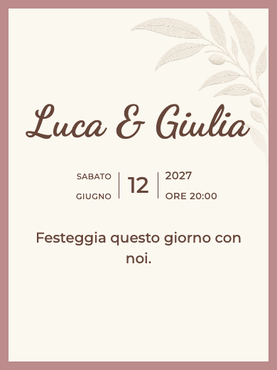 Partecipazione digitale di matrimonio: Lino e rame