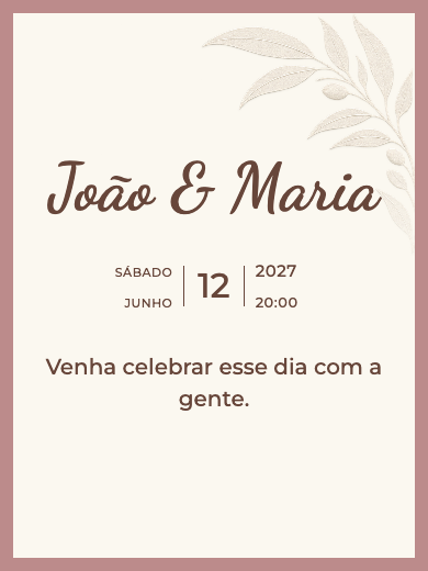 Convite digital de casamento: Linho e Cobre