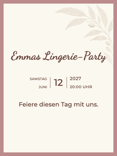 Digitale Einladung: Leinen und Kupfer — Lingerie-Party