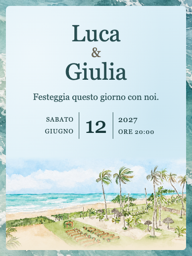 Invito digitale per anniversario di matrimonio: In riva al mare