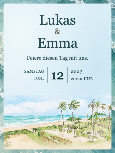 Digitale Hochzeitseinladung: Am Meer