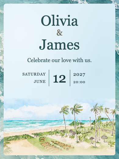 Digital wedding invitation: By the Sea