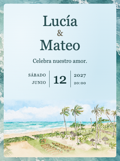 Invitación digital de boda: A la orilla del mar