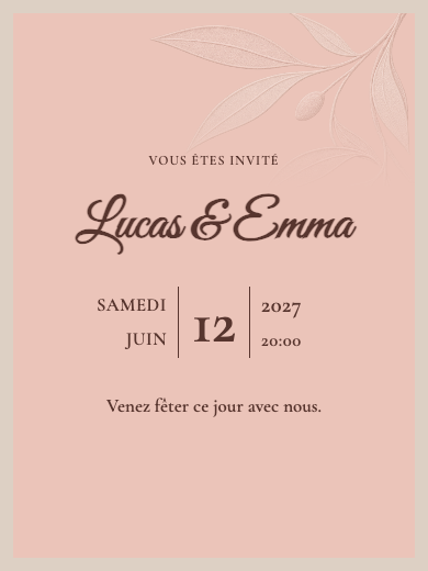Invitation numérique pour anniversaire de mariage: Rosé botanique