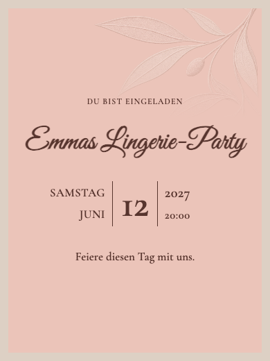 Digitale Einladung: Botanisches Rosé — Lingerie-Party