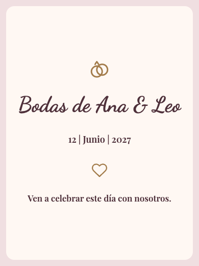 Modelo de invitación digital interactiva de aniversario de boda: Rosé Clásico con RSVP
