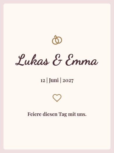 Digitale Hochzeitseinladung: Klassisches Rosé