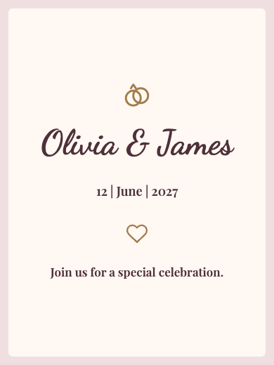 Digital wedding invitation: Classic Rosé