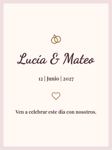 Invitación digital de boda: Rosé Clásico