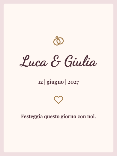 Partecipazione digitale di matrimonio: Rosé classico