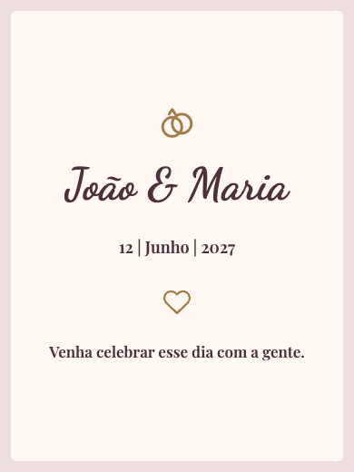Convite digital de casamento: Rosé Clássico
