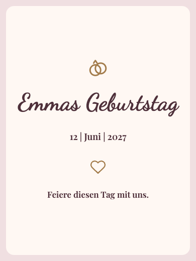Digitale Geburtstagseinladung: Klassisches Rosé