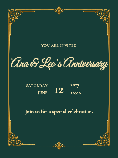 Digital wedding anniversary invitation: Imperial