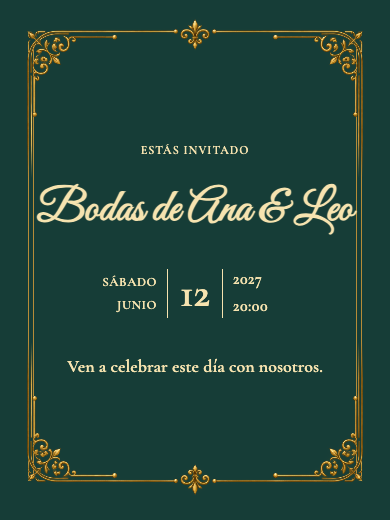 Invitación digital de aniversario de boda: Imperial