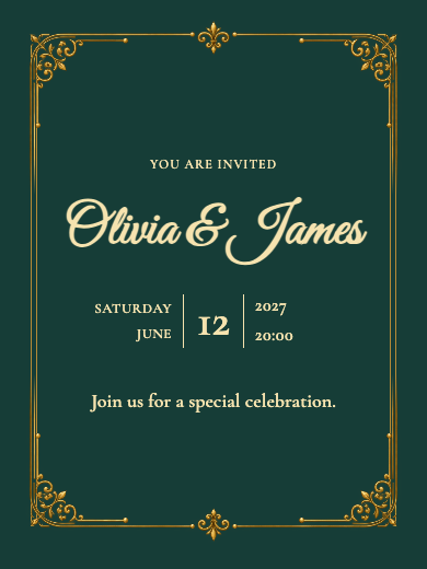 Digital wedding invitation: Imperial
