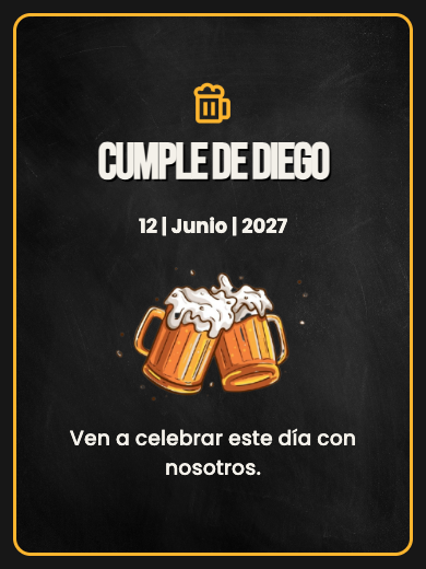 Modelo de invitación digital interactiva de cumpleaños para hombre: Celebración con Cerveza con RSVP
