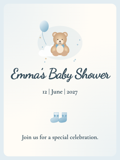 Digital baby shower invitation: Blue Watercolor Baby Shower