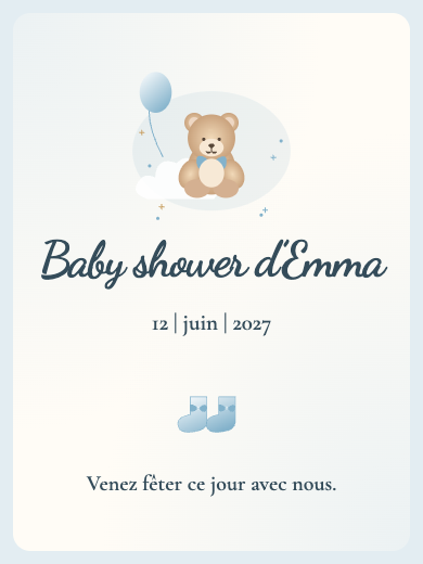 Invitation numérique pour baby shower: Baby shower aquarelle bleu