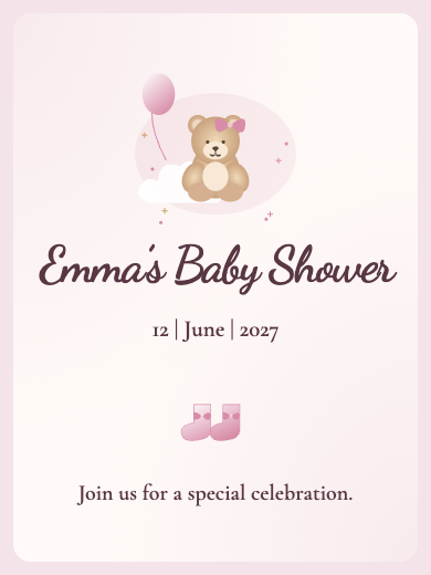 Digital baby shower invitation: Pink Watercolor Baby Shower