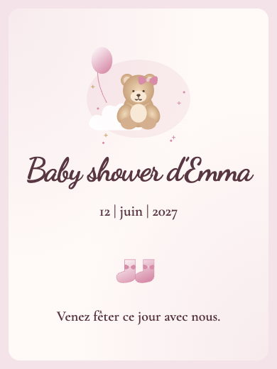 Invitation numérique pour baby shower: Baby shower aquarelle rose