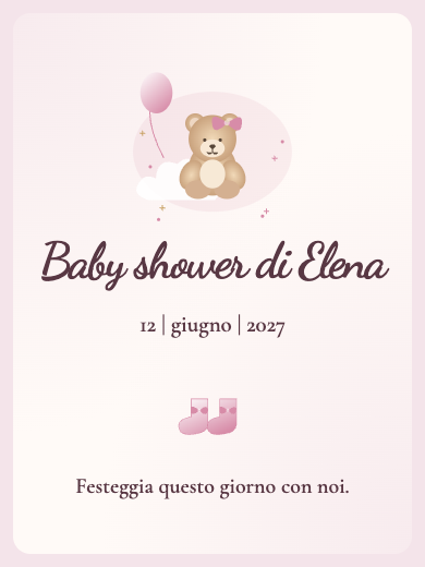 Invito digitale per baby shower: Baby shower acquerello rosa