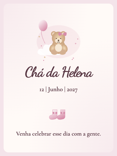 Convite digital de chá de bebê: Chá de bebê Aquarela Rosa