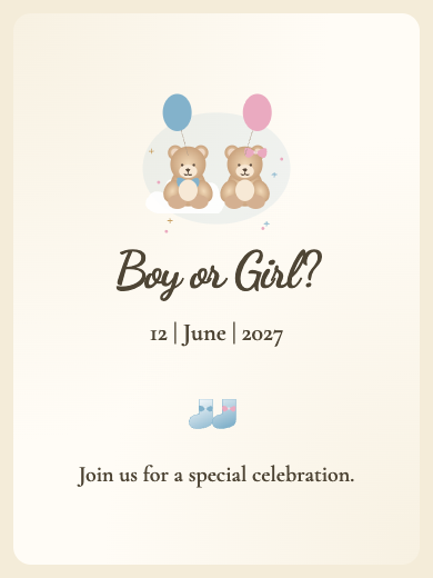 Interactive digital gender reveal invitation template: Blue and Pink Watercolor Gender Reveal with RSVP
