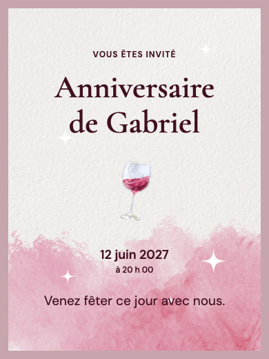 Invitation d’anniversaire numérique: Anniversaire lie-de-vin