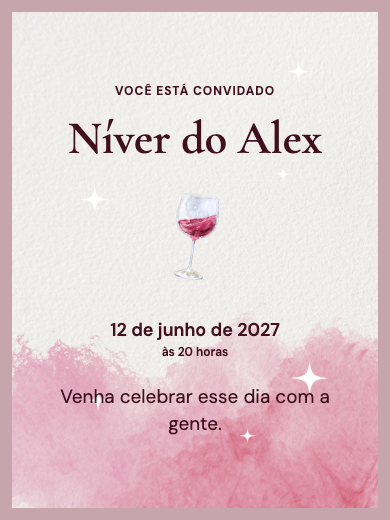 Convite online Aniversário Vinho